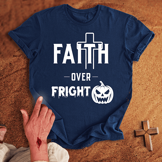Faith Over Fright T Shirt - Red S | Biblical & Scripture Inspired Apparel | Jesus Monk