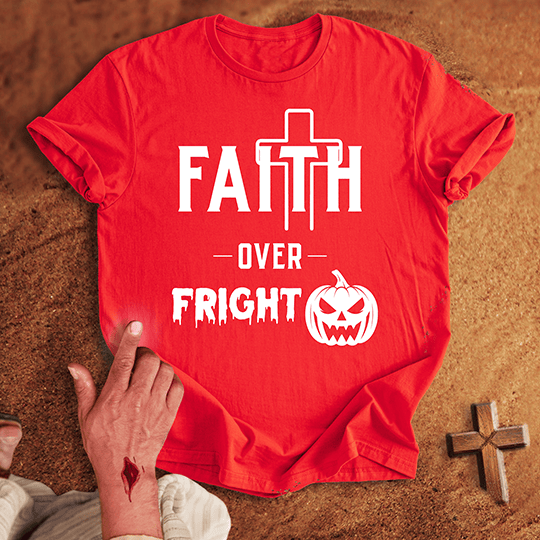 Faith Over Fright T Shirt - Sport Grey M | Biblical & Scripture Inspired Apparel | Jesus Monk