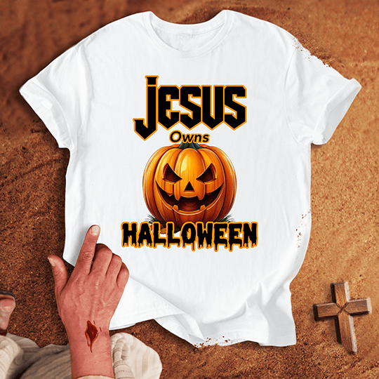 Jesus Owns Halloween T Shirt - Black 2XL | Biblical & Scripture Inspired Apparel | Jesus Monk