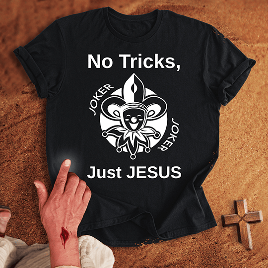 No Tricks Just Jesus T Shirt - Navy 3XL | Biblical & Scripture Inspired Apparel | Jesus Monk