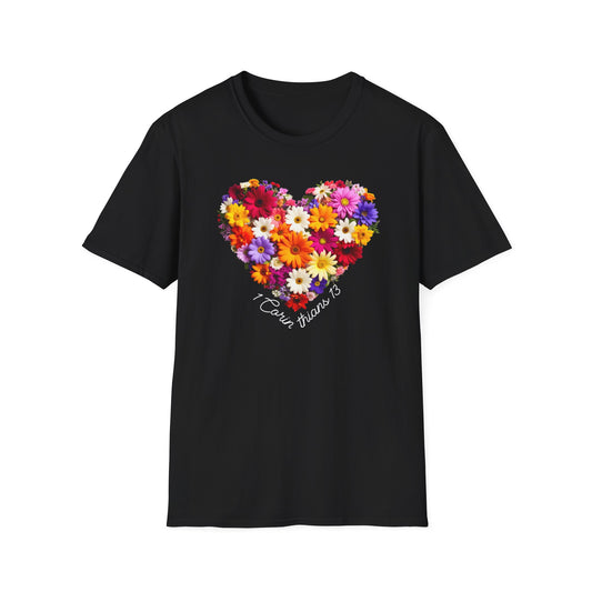 Vibrant Flowers in a Heart Shape T-shirt