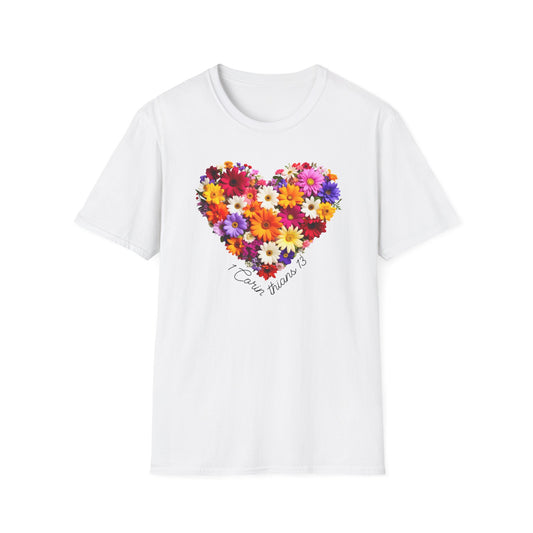 Vibrant Flowers in a Heart Shape T-shirt